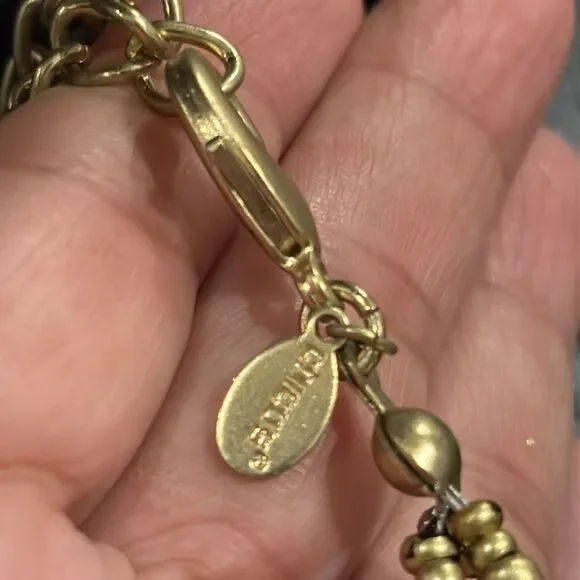 LARGE CHICOS NECKLACE BLUE MULTISTRAND BRUSHED GOLD TONE BEADS FASHION STATEMENT - Picture 5 of 7